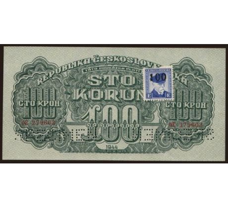 100 koruna 1944 OE s kolkom RR + varianta Táto