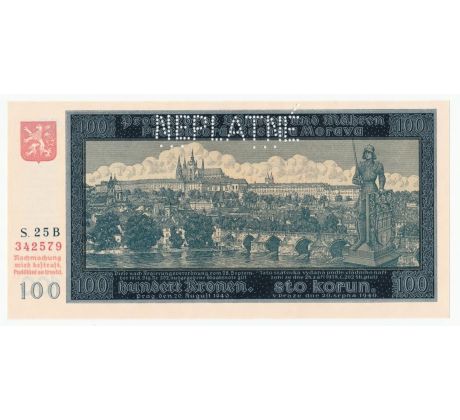 100 koruna 1940 S25B Neplatné