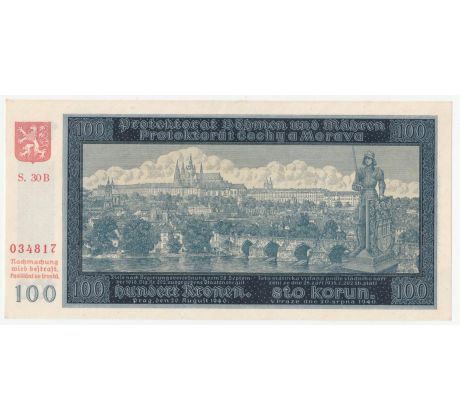 100 koruna 1940 30B neperforovaná