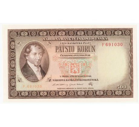 500 kčs 1946 F perforácia 3md