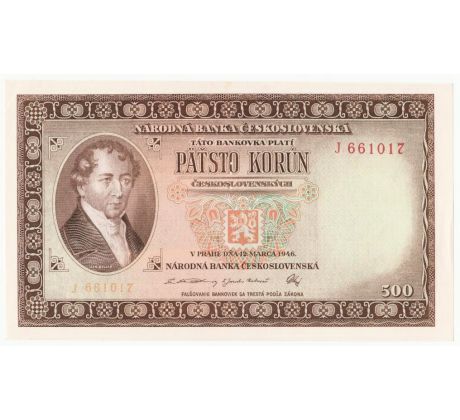 500 kčs 1946 J perforácia 3md