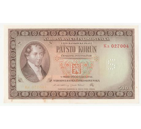 500 kčs 1946 Ka perforácia"S"