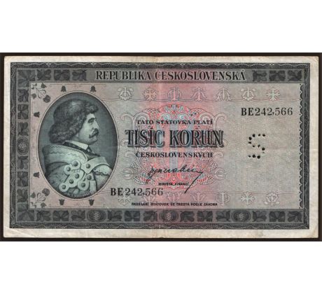1 000 kčs 1945 perforácia S