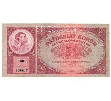 50 kč 1929 Bb specimen