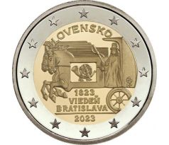 2€ 2023 200. výročie začiatku pravidelnej expresnej pošty ťahanej koňmi na trase Viedeň – Bratislava