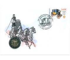 Numizmatická obálka 2€ - 200. výročie pravidelnej expresnej dostavníkovej pošty z Bratislavy do Viedne