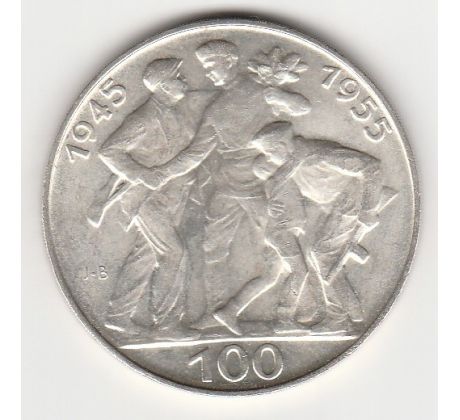 100 Kčs 1955 Oslobodenie Československa oblé J