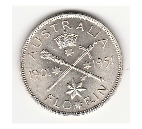 1 florin 1951 Austrália pamätná minca