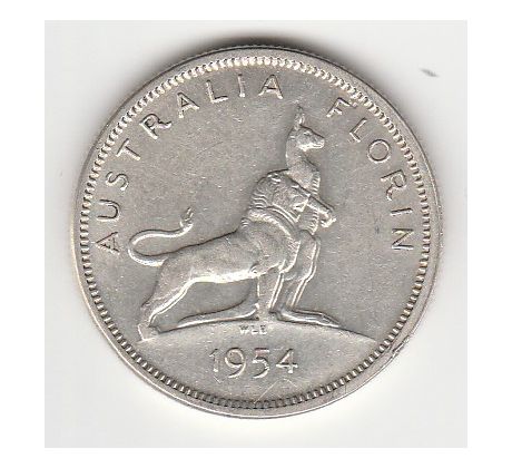 1 florin 1954 Austrália pamätná minca /02/