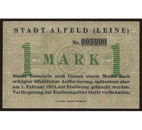 1 marka 1918 Nemecko Alfeld