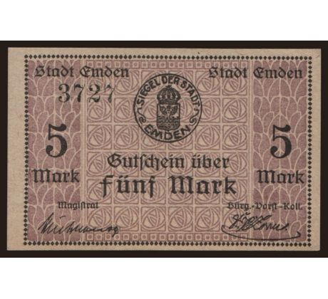 5 marka 1919 Nemecko Emden