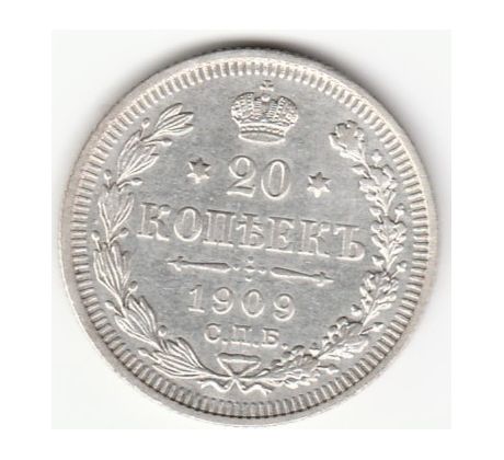 20 kopejka 1909 Rusko Mikuláš II