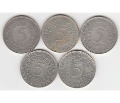 Konvolut 5ks 5 marka 1951 D Nemecko