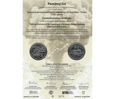 10€ 2023 Spustenie parnej prevádzky Bratislava-Trnava+pamätný list PROOF
