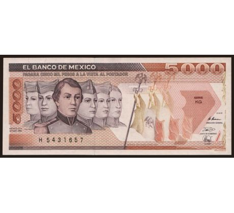 5 000 pesos 1985-89 Mexiko