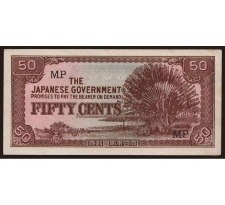 50 cents 1942 Malajzia nadvláda Japonska