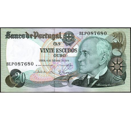 20  escudos 1978 Portugalsko seria 3 písmena/6 čísel