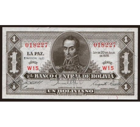 1 boliviano 1928/1952 Bolívia
