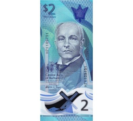 2 dollar 2022 Barbados polymerová bankovka