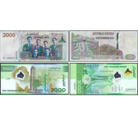 2 000 dinar 2020 + 2 000 dinar 2022 Alžírsko pamätné bankovky
