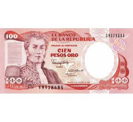 100 pesos 1983-91 Kolumbia