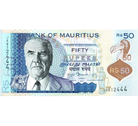 50 rupees 2013-21 Maurícius polymerová bankovka