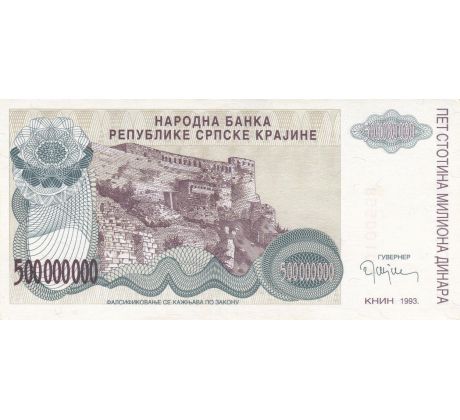 500 000 000 dinár 1993 Chorvátsko