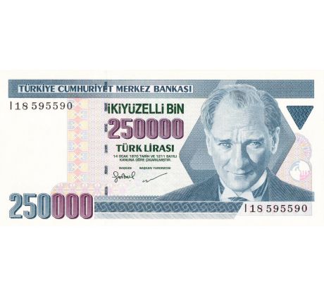 250 000 lira 1999-2001 Turecko