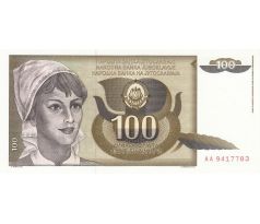 100 dinár 1991 Juhoslávia