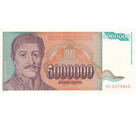 5 000 000 dinár 1993 Juhoslávia