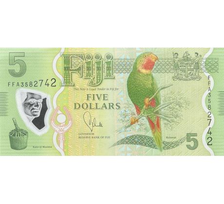 5 dolár 2012-22 Fidži polymerová bankovka