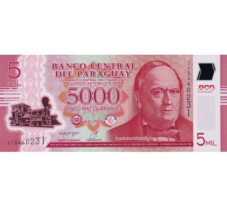 5 000 guaranies 2011-22 Paraguay polymerová bankovka
