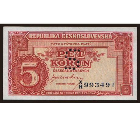 5 kčs 1945 X/R perforácia S