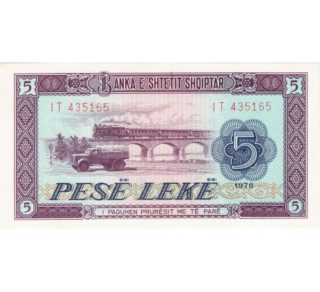 5 leke 1964-76 Albánsko