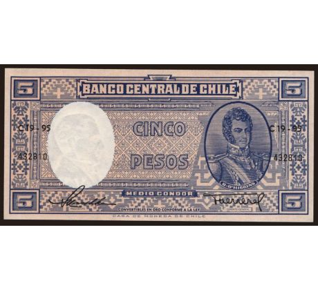 5 pesos 1/2 condor 1958-59 Chile