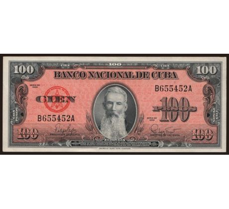 100 pesos 1959 - 60 Kuba portrét Francisco Aguilera