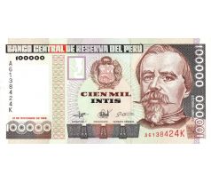 100 000 intis 1989 Peru