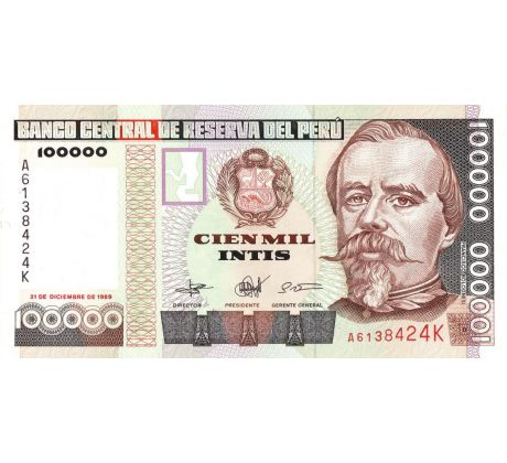 100 000 intis 1989 Peru