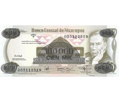 100 000 cordobas 1987 Nikaragua pretlač na 500