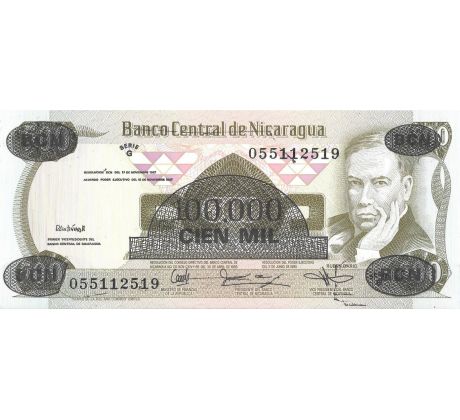 100 000 cordobas 1987 Nikaragua pretlač na 500
