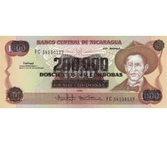 200 000 cordobas 1990 Nikaragua pretlač na 1 000