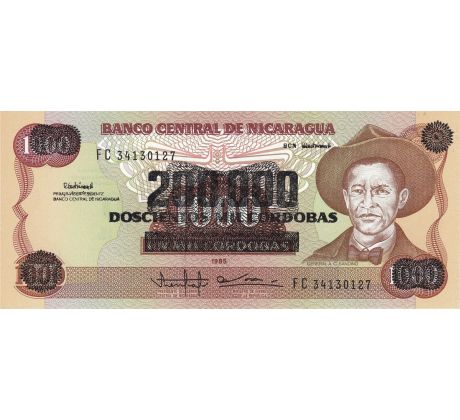 200 000 cordobas 1990 Nikaragua pretlač na 1 000