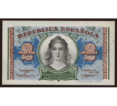 2 pesetas 1938 Španielsko