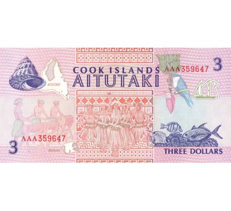 3 dollar 1992 Cook ostrovy