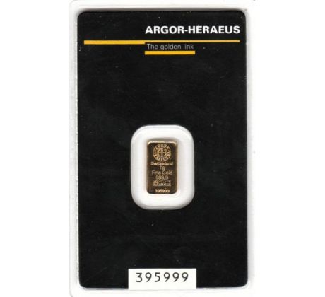1 gram Argor Heraeus  Švajčiarsko zlatá tehlička