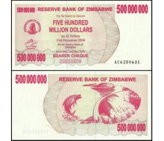 10 ks x 500 000 000 dollar 2008 Zimbabwe