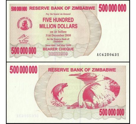 10 ks x 500 000 000 dollar 2008 Zimbabwe