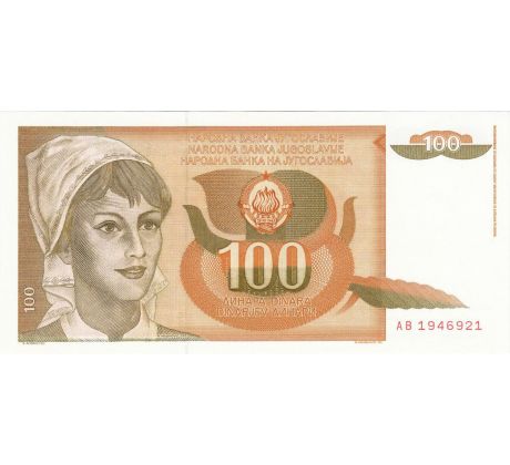 100 dinár 1990 Juhoslávia