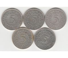 Konvolut 5ks 5 marka 1951 J Nemecko