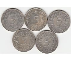 Konvolut 5ks 5 marka 1951 J Nemecko